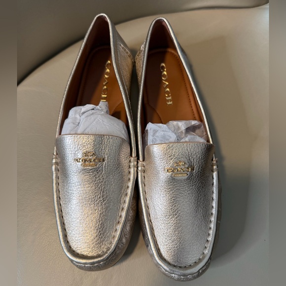 New in Box! Coach Marley Leather Driver Loafers in Champagne. Size 7.5. - Picture 9 of 12